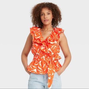 NWT Orange Tie Top
